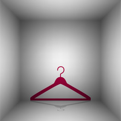 Hanger sign illustration. Bordo icon with shadow in the room.