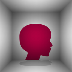 People head sign. Bordo icon with shadow in the room.