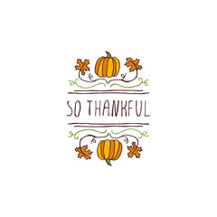 Thanksgiving label with text on white background