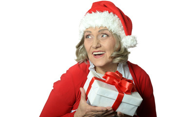 Senior woman  with  gift