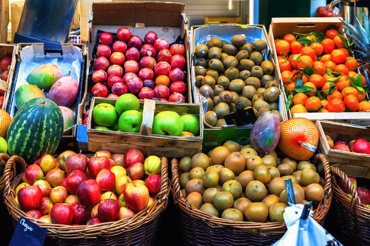 Fresh fruits on display at Borough Market, London