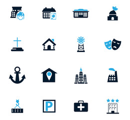 Infrastucture of the city icons set