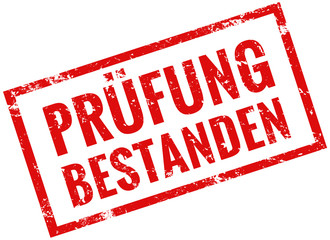 prüfung bestanden stempel rot grunge 