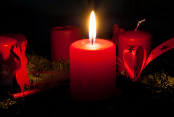 Advent wreath candle light to celebrate Christmas season
