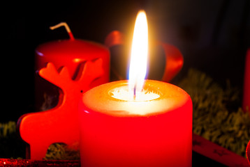 Advent wreath candle light to celebrate Christmas season