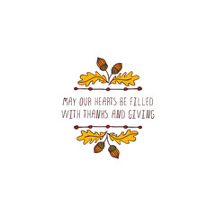Thanksgiving label with text on white background