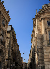 Fototapeta na wymiar Significant street near the Place de la Bourse of Bordeaux in Fr
