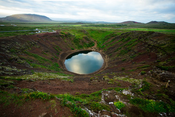 Kerid crater lake in Iceland.