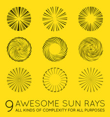 Set of Sunburst Vector Rays of Sun