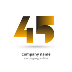 45 logo icon and vector design template. Monogram years numbers four and five. Logotype forty-five with light gold gradient color. Creative vision concept logo, elements, sign, symbol for card,