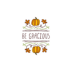 Thanksgiving label with text on white background