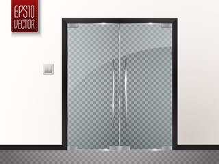 Glass door isolated on transparent background. Vector