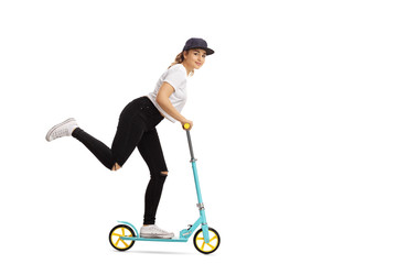 Woman riding a scooter