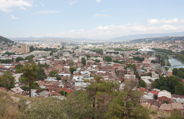 Fototapeta premium Top view of Tbilisi. Tbilisi is the capital of Georgia