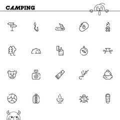 Camping flat icon set.