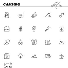 Camping flat icon set.