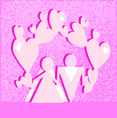  postcard announces the wedding day ,vector