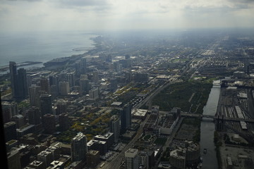 Fototapeta na wymiar Chicago Skyline, view of North Shore from Willis Tower