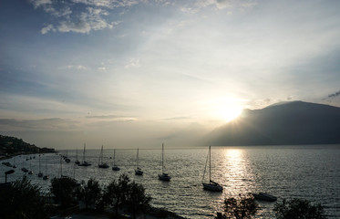 Fototapeta na wymiar sunset over sea (Lake Garda)