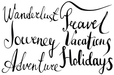 Hand drawn calligraphy words,Wanderlust,Travel,Adventure,Journey