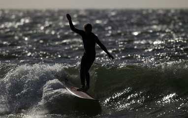 surfer auf longboard