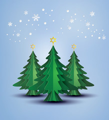 origami made christmas tree and snow flake.