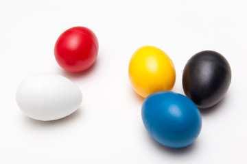 colorful toy eggs for kids play on white backgrounds