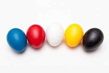 colorful toy eggs for kids play on white backgrounds