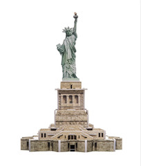 Fototapeta premium Statue of Liberty paper model on white background.