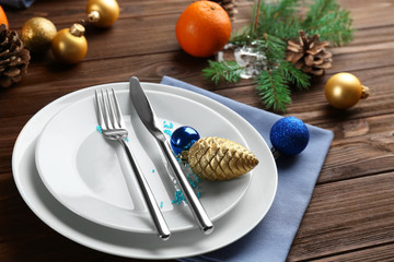 Table setting for Christmas dinner