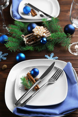 Table setting for Christmas dinner