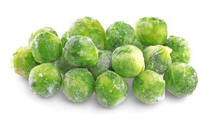 Frozen Brussels sprout isolated on white