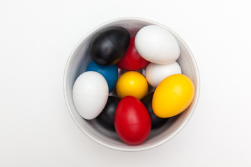 colorful toy eggs for kids play on white backgrounds
