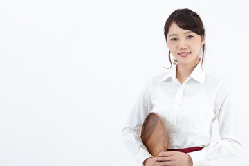 ガッツポーズ　カフェ店員