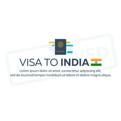 Visa to India. Travel to India. Document for travel. Vector flat illustration.