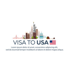 Fototapeta premium Visa to USA. Travel to USA. Document for travel. Vector flat illustration.