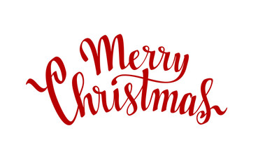 Merry Christmas. Hand drawn lettering on white background