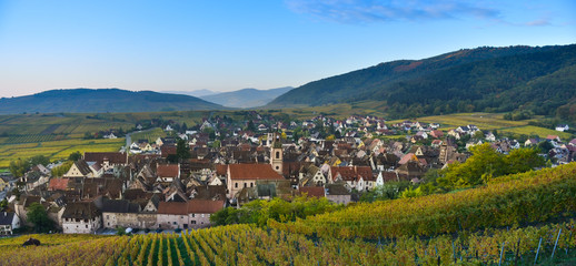 Alsace village, with vineyard, Riquewhir. France
