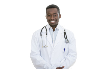 Fototapeta premium African-American Medical doctor man isolated white background
