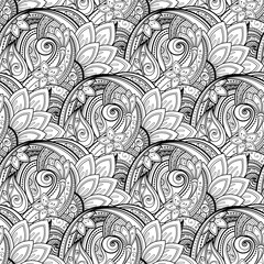 Vector Seamless Monochrome Floral Pattern