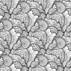 Vector Seamless Monochrome Floral Pattern