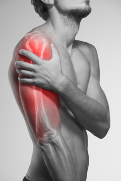 Human arm pain. Anatomy of the human arm.