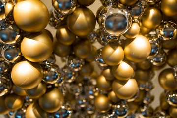 golden christmas decoration or garland of beads