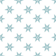 Blue snowflakes on a white background pattern