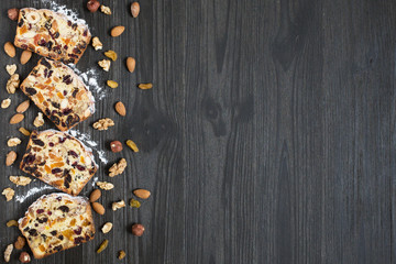 Slices of the cake of dried fruits and nuts