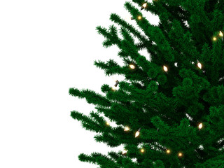 Christmas tree with light bulbs on white background