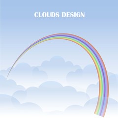 Blue clouds and rainbow background, stock vector illustration