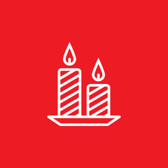 Candles line icon, outline vector sign, linear pictogram isolated on red. logo illustration