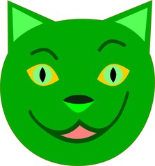Cartoon cat face green