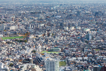 Fototapeta na wymiar Aerial view Tokyo crowned residence area, Japan
